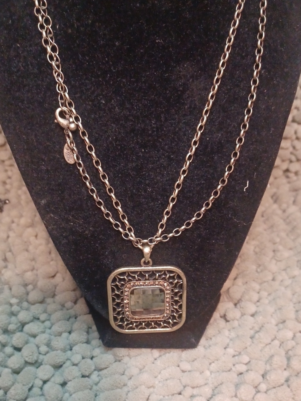 Lia Sophia Antique Gold  Champagne Square Long Necklace
